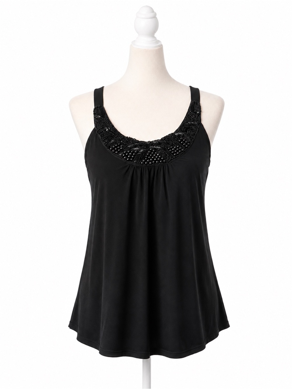 Stetson Women’s Black Beaded Halter Top Size Small Western Chiffon